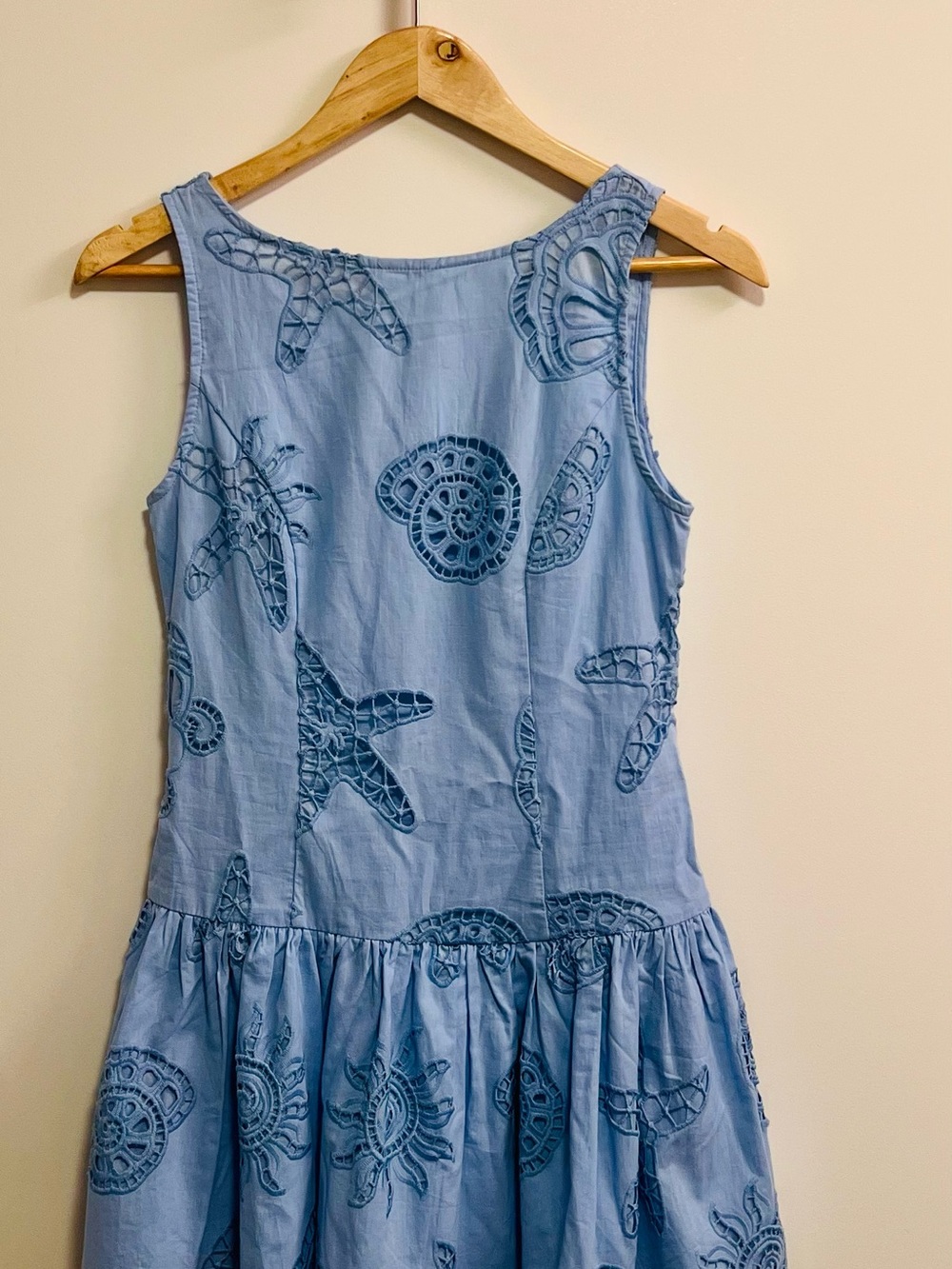 Caroline Constas Light Blue Sleeveless Eyelet Drop-Waist embroidered Mini 2 NWT - Picture 8 of 9
